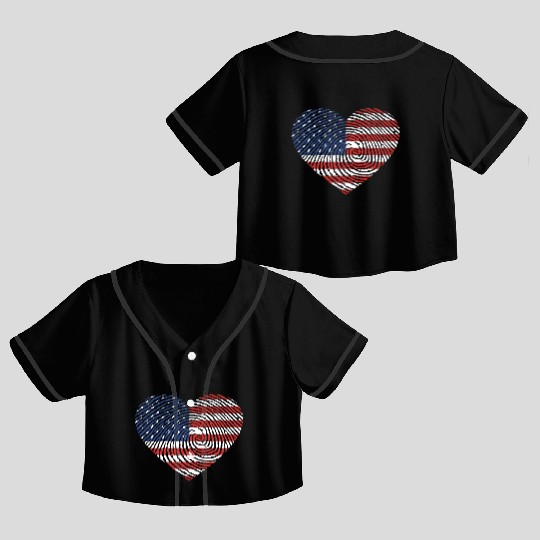4th Of July I Love America Crop Top Baseball Jerseys