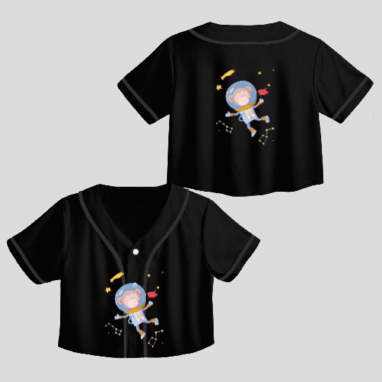 Astronaut Space Monkey Galaxy For Crop Top Baseball Jerseys