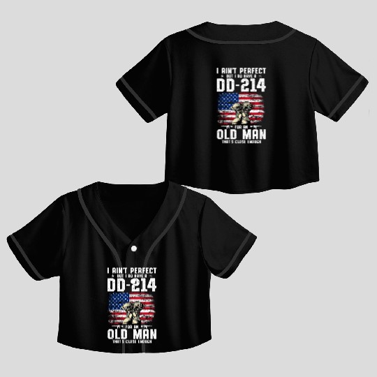 US Army DD-214 American Flag Crop Top Baseball Jerseys