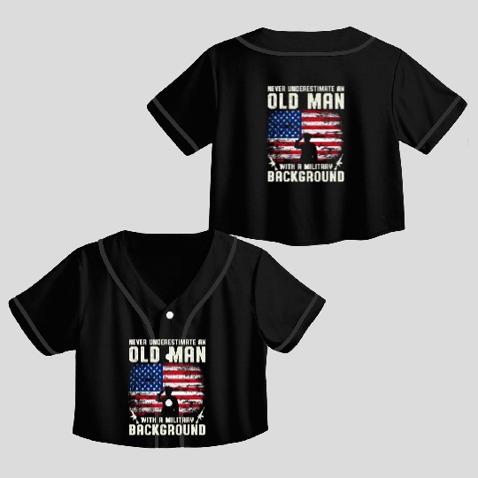 Never Underestimate An Old Man US Army Veteran Crop Top Baseball Jerseys