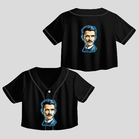 Nikola Tesla Physics Nerd Geek Crop Top Baseball Jerseys