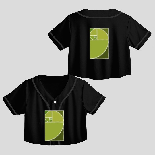 Olive Green Fibonacci Spiral Crop Top Baseball Jerseys