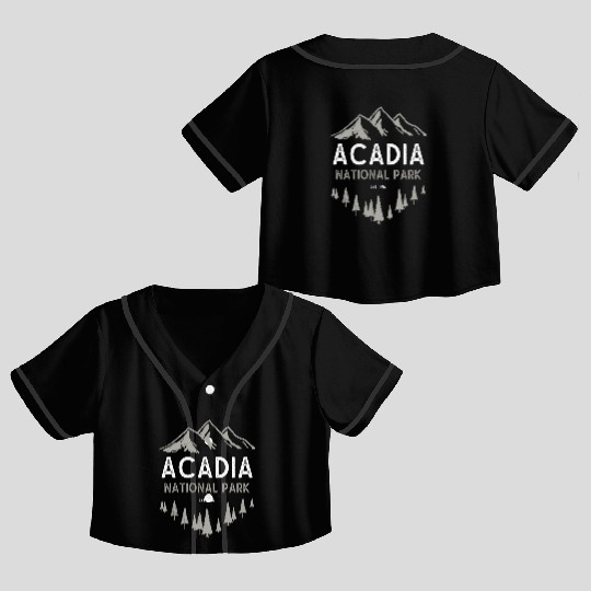 Acadia National Park Est 1916 Maine Crop Top Baseball Jerseys