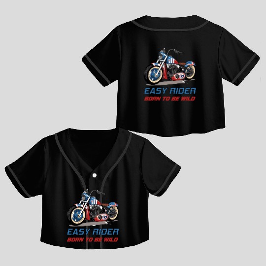 Easy Rider Motorcycle Chopper Stars and Stripes Crop Top Baseball Jerseys