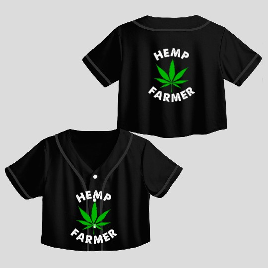 Hemp Farmer Green Leaf Crop Top Baseball Jerseys