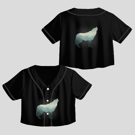 Lone Wolf Survives The Mountain Crop Top Baseball Jerseys