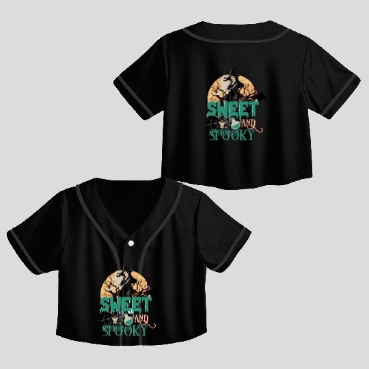 Halloween Sweet And Spooky Witch Bat Crop Top Baseball Jerseys