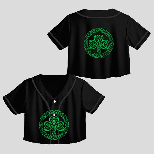 Irish Celtic Knot Shamrock Clover Crop Top Baseball Jerseys