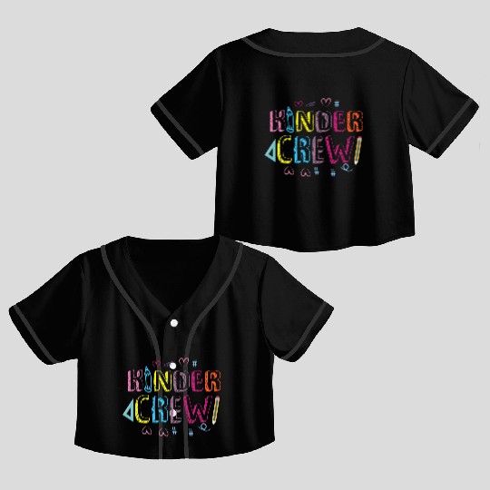 Kinder Crew Kindergarten Preschool Teacher Crop Top Baseball Jerseys