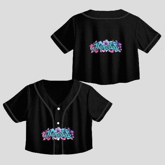 Honolulu Hawaii Hibiscus Crop Top Baseball Jerseys