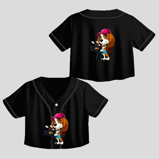 Beagle Puppy - Pepper Crop Top Baseball Jerseys