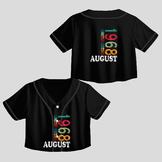 august 1968 Anniversary august 1968 august Crop Top Baseball Jerseys