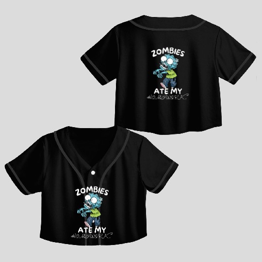 Zombies Ate My Homework Crop Top Baseball Jerseys