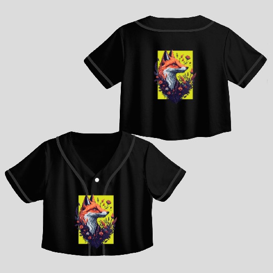 FLOWER FOX YELLOW Crop Top Baseball Jerseys