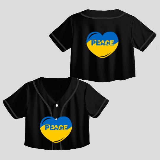 Heart peace ukraine flag colors Peace Crop Top Baseball Jerseys