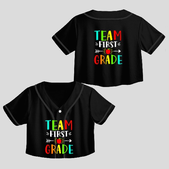 Team First Grade Student Teacher Team Funny Back Crop Top Baseball Jerseys