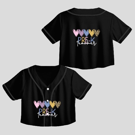Pre-K Teacher Back To School Pre-K Teacher Crop Top Baseball Jerseys