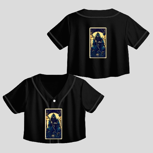 Dark Tarot Card Crop Top Baseball Jerseys: Mystical Astrology