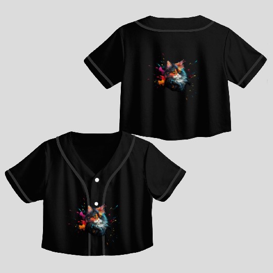 Persian Cat Realistic Animal Portrait Crop Top Baseball Jerseys