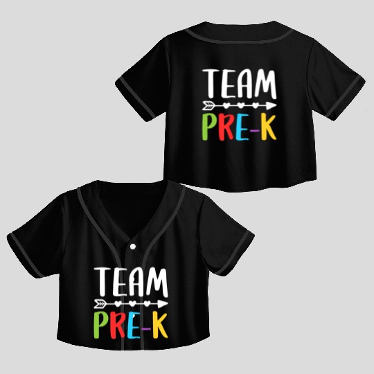 Team Pre-K, Teacher Back To School Crop Top Baseball Jerseys