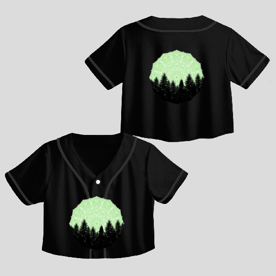 Green Forest Mandala Pacific Northwest Crop Top Baseball Jerseys