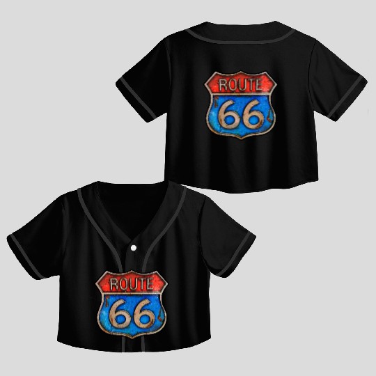 Route 66 vintage sign - Rusty metal Crop Top Baseball Jerseys