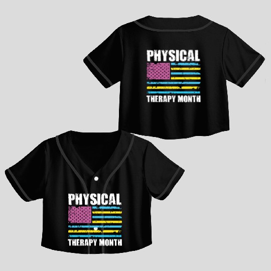 USA Flag PT PTA Physical Therapy Gift Physical Crop Top Baseball Jerseys