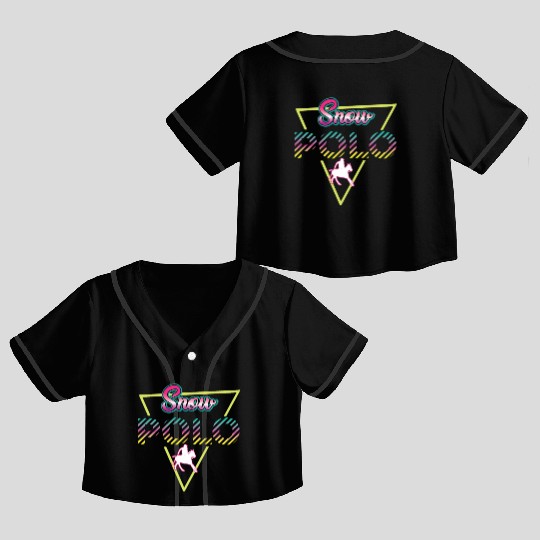 Retro 80s Snow Polo Outfit Crop Top Baseball Jerseys