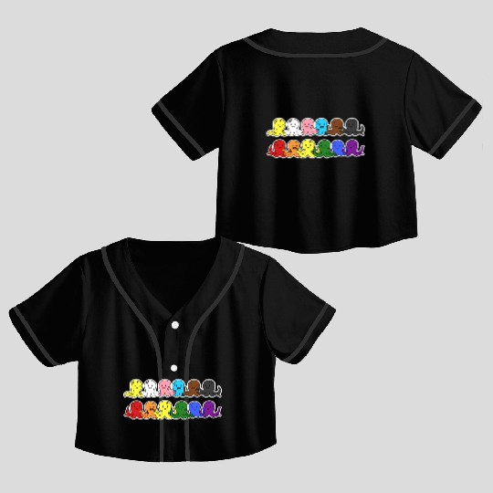 Pride Progress Flag Octopus Design for Equality Crop Top Baseball Jerseys