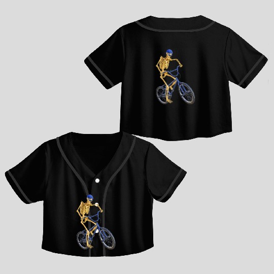 The Grim Reaper doing freestyle biking Crop Top Baseball Jerseys
