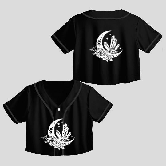 "Crystal Moon Flowers" Crop Top Baseball Jerseys
