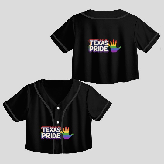 Pride Rainbow Flag Design for proud LGBT+ Texans Crop Top Baseball Jerseys