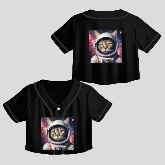 space cat Crop Top Baseball Jerseys