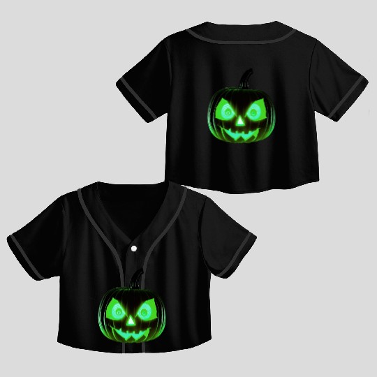 Hallowen Spooky Pumpkin Design Gift for Hallows Crop Top Baseball Jerseys