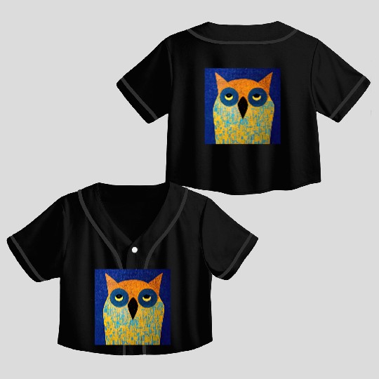Mod Owl: Bored Owl Crop Top Baseball Jerseys
