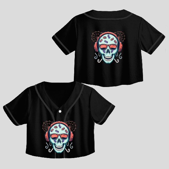 Skull Candy Halloween For Music Crop Top Baseball Jerseys