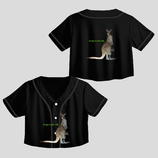 baby with kangaroo Crop Top Baseball Jerseys