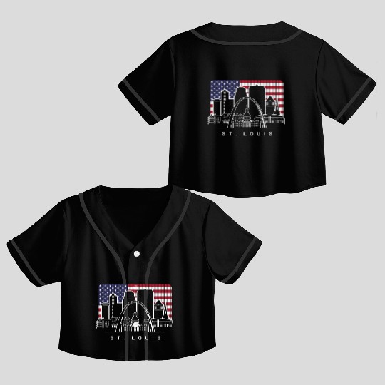 St. Louis Missouri American Flag Crop Top Baseball Jerseys