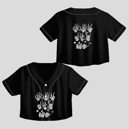 Skeleton Hand Crop Top Baseball Jerseys