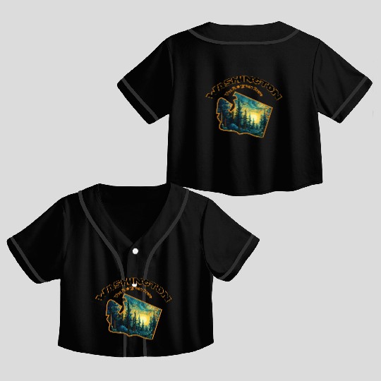 Washington Wildlife - evergreen Crop Top Baseball Jerseys