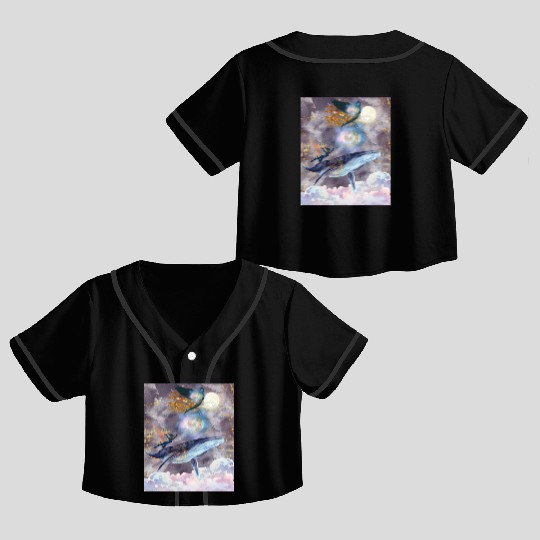 Whale's Celestial Journey Crop Top Baseball Jerseys