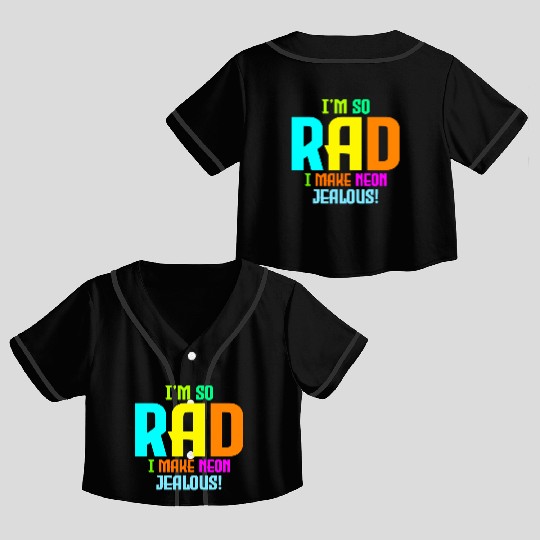 Rad '80s Neon-Inspired Design - Retro Style Crop Top Baseball Jerseys