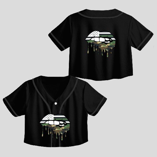 US Military Dripping Lip Biting Bullet Army First Crop Top Baseball Jerseys