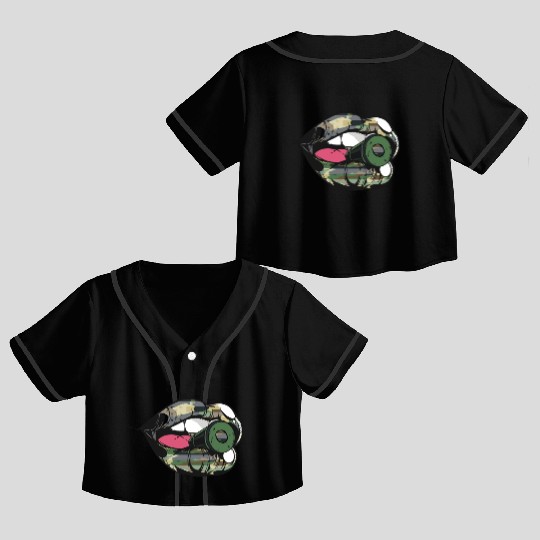 US Armed Forces Military Lip Bullet Army First Res Crop Top Baseball Jerseys