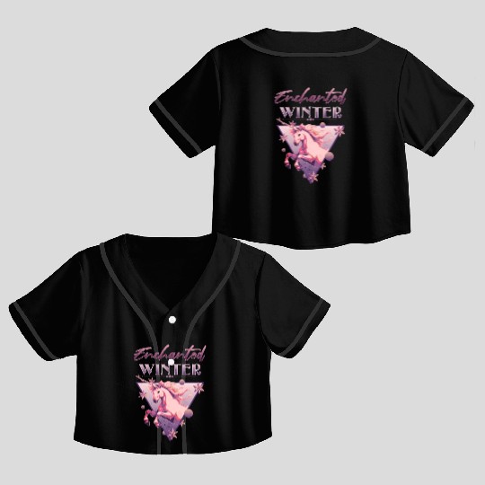 Enchanted Winter 80s Retro Lilac Unicorn Crop Top Baseball Jerseys