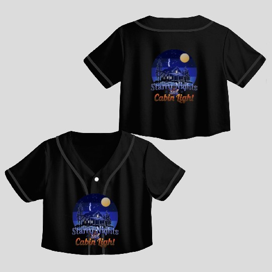 Starry Nights and Cabin Light Retro Sunset Crop Top Baseball Jerseys