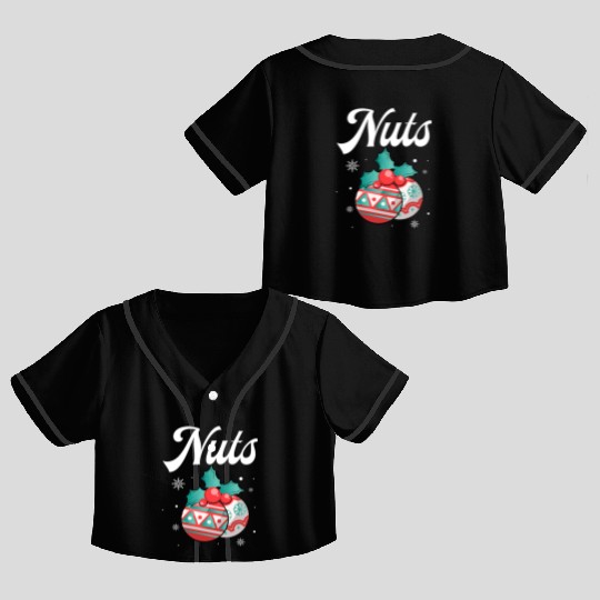 Christmas Nuts Santa Snowflakes Candy Canes Winter Crop Top Baseball Jerseys