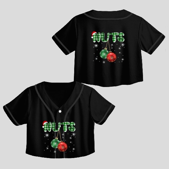 Chest Nuts Christmas Funny Couple Matching Crop Top Baseball Jerseys