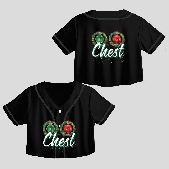 Chest Nuts Christmas Couple Funny Matching Crop Top Baseball Jerseys