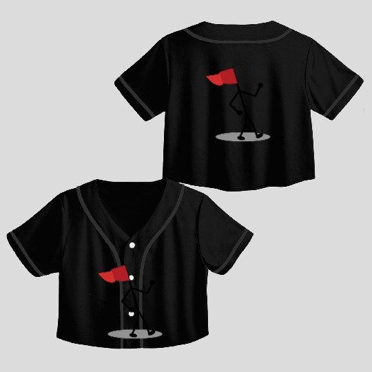 Walking Red Flag Crop Top Baseball Jerseys